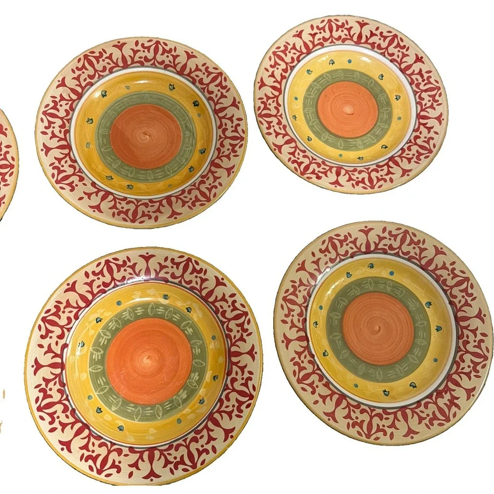 Home American Simplicity Dinner Plates Set of 6 Stoneware Red Orange 11in